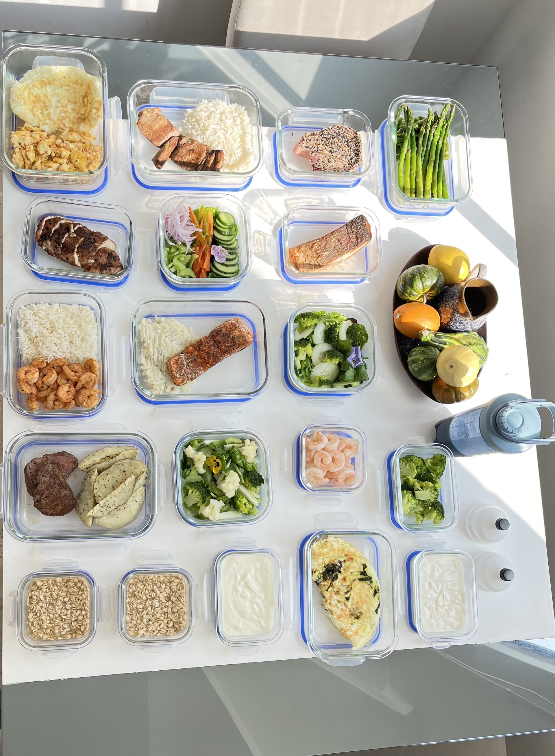 Menú completo de meal prep empacado